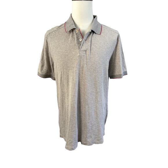 Tommy Bahama Short Sleeve Polo Men's Large Gray Tan White - Picture 1 of 4